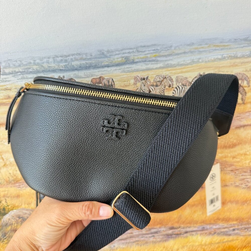 Best Price‼️Tory Burch Thea Belt Bag 165917 Pebbled Leather Black $395 - Picture 5 of 9